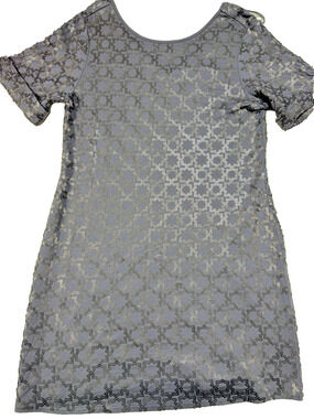 Monsoon Grey Sequin Star Geometric Tunic Y2K Mini Dress Slate Blue US 12
